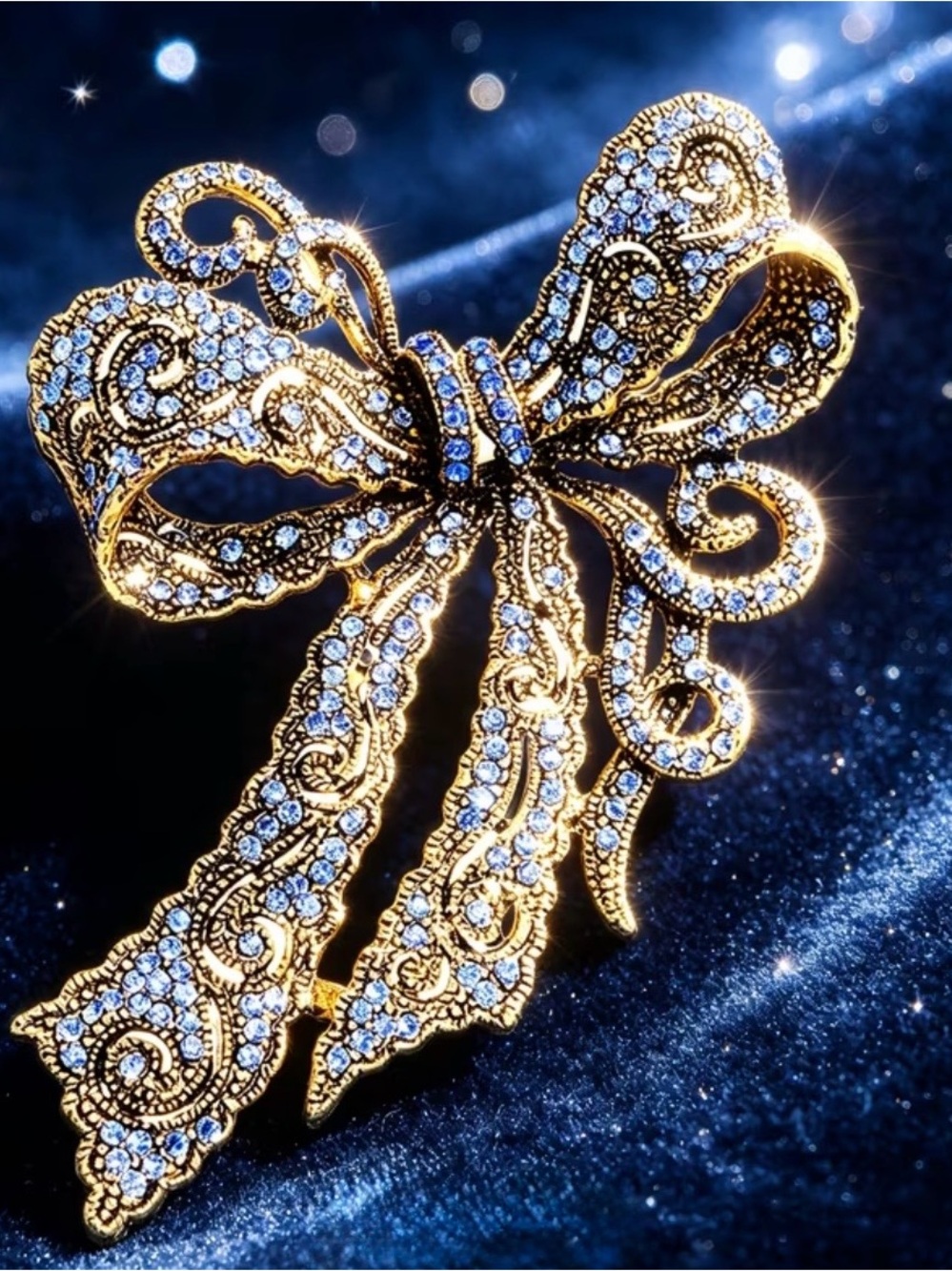 Gold Bow Crystal Brooch - Women's Jewelry